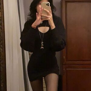 Black Knitted Dress with Shrug